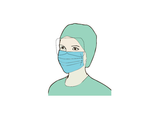 Маска лицевая хирургическая с экраном, антифог, трехслойная